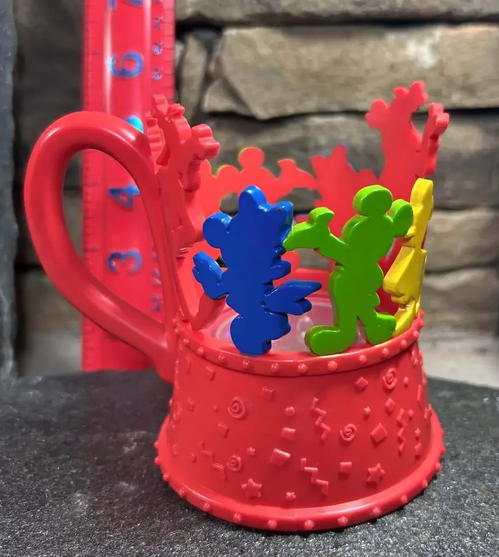 Disney On Ice flashing colors Coaster Cup holder red with Mickey Mouse shapes